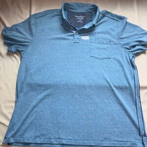 Tommy Bahama IslandZone Mens XL Blue Heathered Short Sleeve Polo Shirt Pocket
